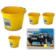 Likimen Home 4 X Invincible Heavy Duty Strong Large Yellow Builders Bucket Water Mixing Tub