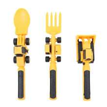 Sarini 3PCS Bulldozer Shovel Tableware With Fork And Spoon Shape Construction Site Motif