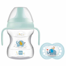 MAM Learn to Drink Baby Cup | Comes with Bottle Handles Dummy | 190ml | Suitable for 6+ Months | | Baby Accessories | Blue (Variou