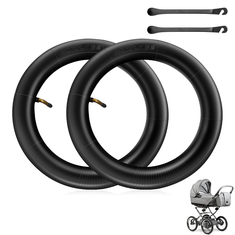 Mizikuu 2 Pcs 10 Inch Pram Inner Tube, 10 X 2.0 (54-152) Baby Pushchair Inner Tubes Tyres With Angle Valve 45 Seamless Hose Tire