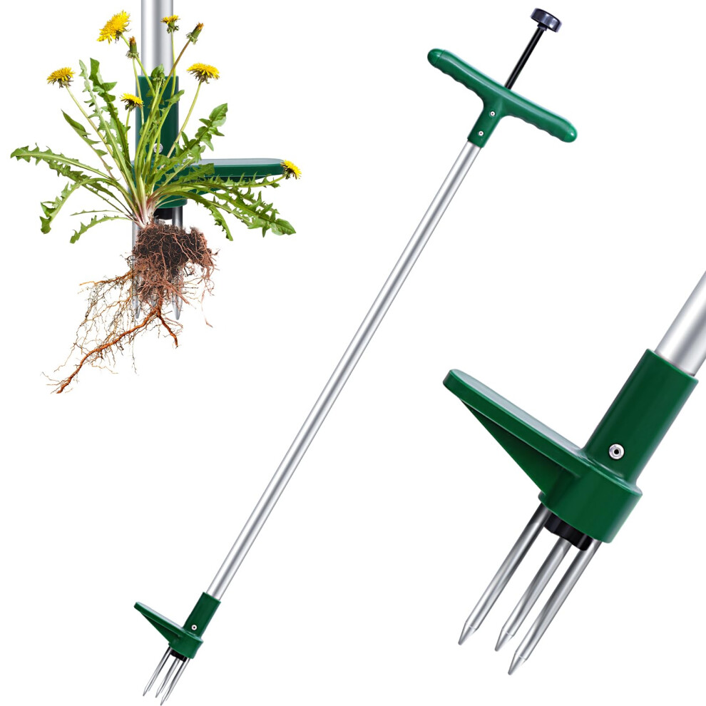 Ohuhu Weed Puller Stand Up Weeder Hand Tool With 3 Claws And Foot Pedal, Long Handle Garden Weeding Tool Standup Lawn Garden Tool