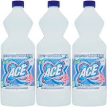 Ace For Whites Laundry Bleach - 1L, Triple pack- Powerful Stain Remover, Brightens White Clothes, Effective Whitening Solution, De