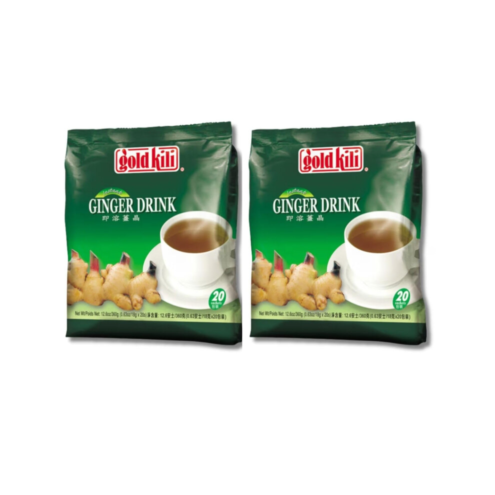 Gold Kili Gold Ginger Drink By Kili, 40 Sachet Total (2 Packs Of 20 Sachets)