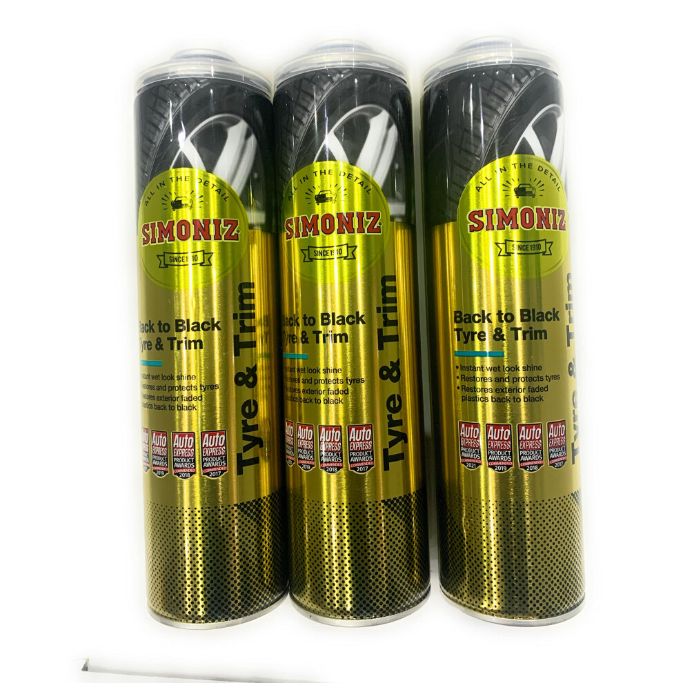 Simoniz Back To Black Tyre Shine 600Ml Restore & Protect Tyres Durable Gloss Finish (6 X 600Ml Can)