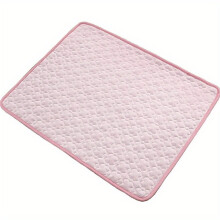 (pink, L(70X55cm)) Cooling Pet Mattress Pad for Dogs & Cats - Ice Cooling Mat with Hexagonal Pattern, Durable Polyester, Rectangular Design