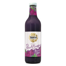 Biona Organic Red Grape Juice 750ml, Pack of 6 - Immediately Pressed After Harve