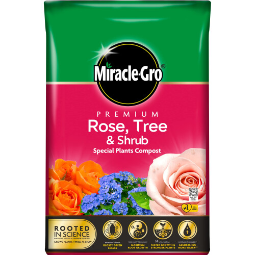 Miracle-Gro Miracle-Gro Premium Rose, Tree & Shrub Compost, 40 Litres, Brown