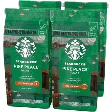 STARBUCKS Pike Place Roast, Medium Roast, Whole Bean Coffee 450g (Pack of 4)
