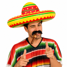 Fancy Dress Accessories For Mexican Themed Parties And Celebrations Inflatable Sombrero, Fake Cigar And Stick-on Beard Set