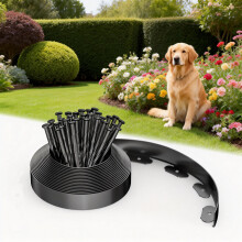33ft Flexible Plastic Garden Edging Border with 30 Reinforced Pegs, 5cm Height Lawn Edging for Landscaping, Garden Borders Edging,
