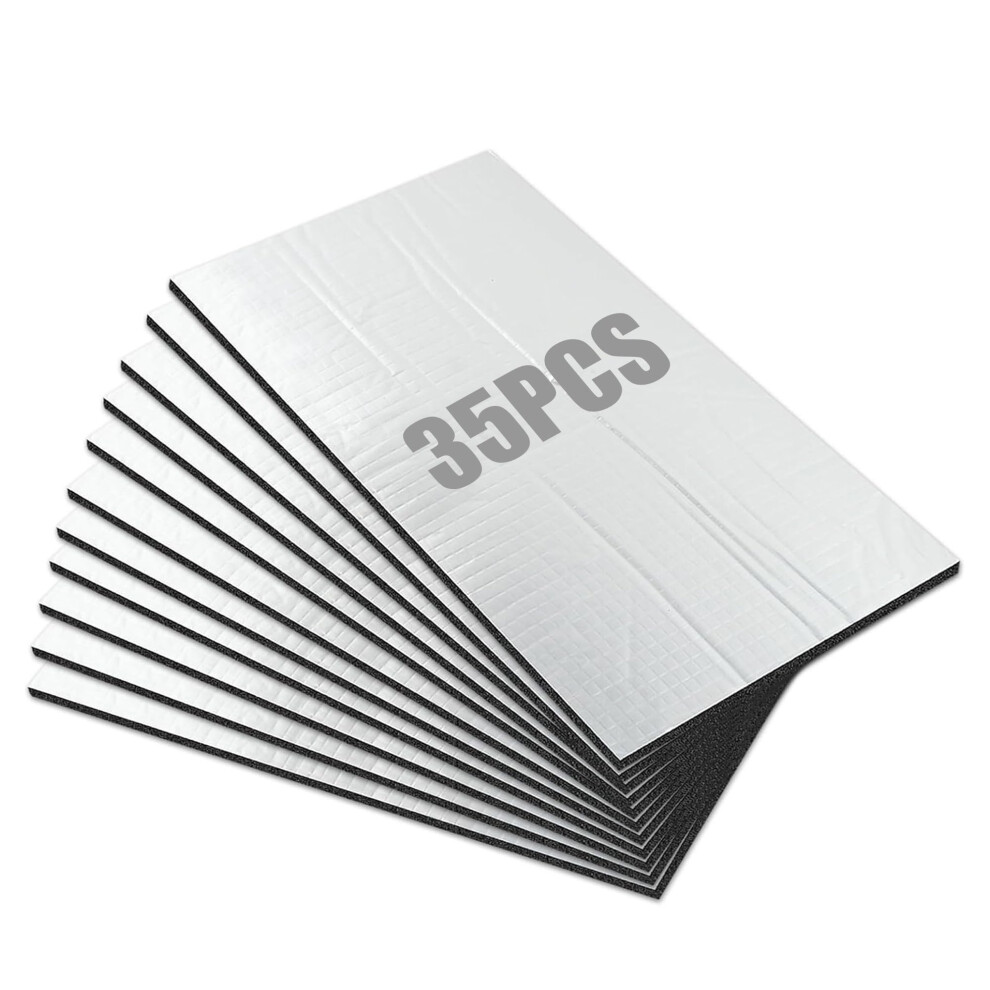 35 Pcs Car Sound Deadening Mat: 25X18cm Sound Deadening Self Adhesive Sheets 5Mm Thick Foil Insulation Sheet For Automotive Noise And Heat Insulation 5000547227347