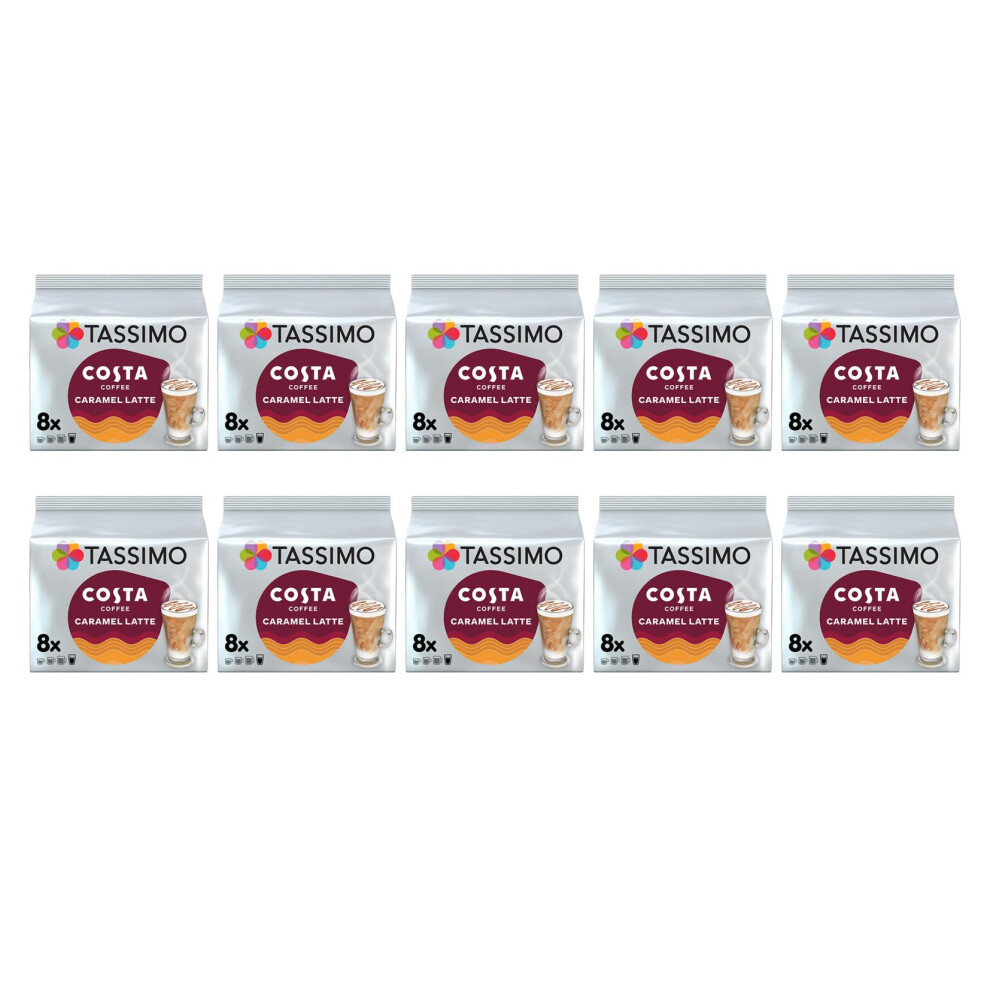 Tassimo Costa Caramel Latte Coffee Pods - 10 Packs (80 Drinks)