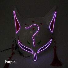 (purple) Demi-masque lumineux au néon clignotant dans un masque de renard foncé
