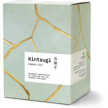Sandy Leaf Farm Kintsugi Repair Kit - Repair Your own Ceramics with Gold Powder - Includes Two Beautiful Practice Bowls