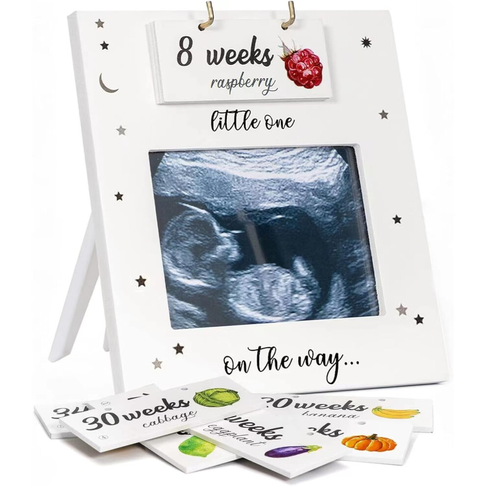 Zonjie Baby First Scan Photo Frame, Countdown Weeks Baby Sonogram Picture Frame Ultrasound Picture Record Pregnancy Announcements, Pregna
