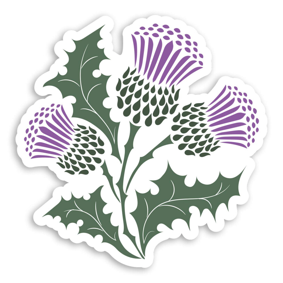 Destination Vinyl Ltd Purple 2 X 10Cm Pretty Thistle Vinyl Stickers - Scotland Luggage Sticker #31637 (10Cm Tall)