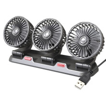 Baceyong Car Fan 360 Rotation Auto 3 Head USB Cooling Fan Adjustable Quiet Air Circulator for Front Rear Seat Passenger Baby Pet