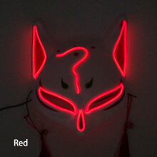 (red) Light Up Neon Half Face Mask Flashing In Dark Fox Mask