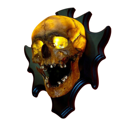 Luminária de parede em formato de caveira, luz noturna 3D com cabeça de esqueleto. 1