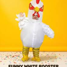 (White) [Halloween] Inflatable Chicken Costume, Inflatable Rooster Costume, Unisex Adult Fun Halloween Party Cosplay Costume