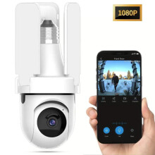 Ventilateur intelligent à trois pales avec éclairage HD 3 MP et caméra de surveillance Wi-Fi sans fil. Caractéristiques : 2,4 GHz (blanc).