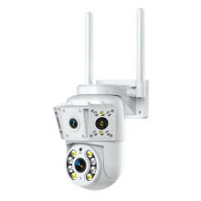 Caméra de surveillance K30 1080P à 3 vues (blanche) Cadeaux : K30