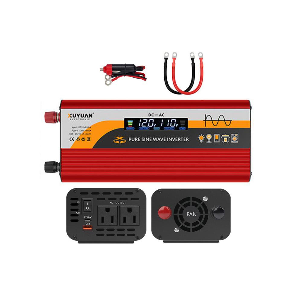 Xuyuan 12V/24V To 110V Pure Sine Wave Inverter Power Inverter (Us Standard), Specification Gifts: 2000W, Red Gifts:2000w Red 9072918101644