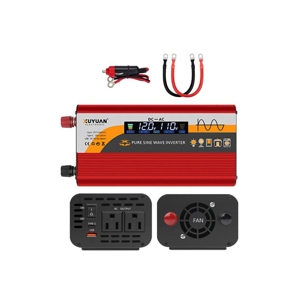 Xuyuan 12V/24V To 110V Pure Sine Wave Inverter Power Inverter (Us Standard), Specification Gifts: 1400W, Red Gifts:1400w Red 9072918101620