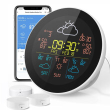 Slim wifi-weerstation met kalender en weerklok, compatibel met de Graffiti/Smart Living-app, draadloos voor binnen en buiten.