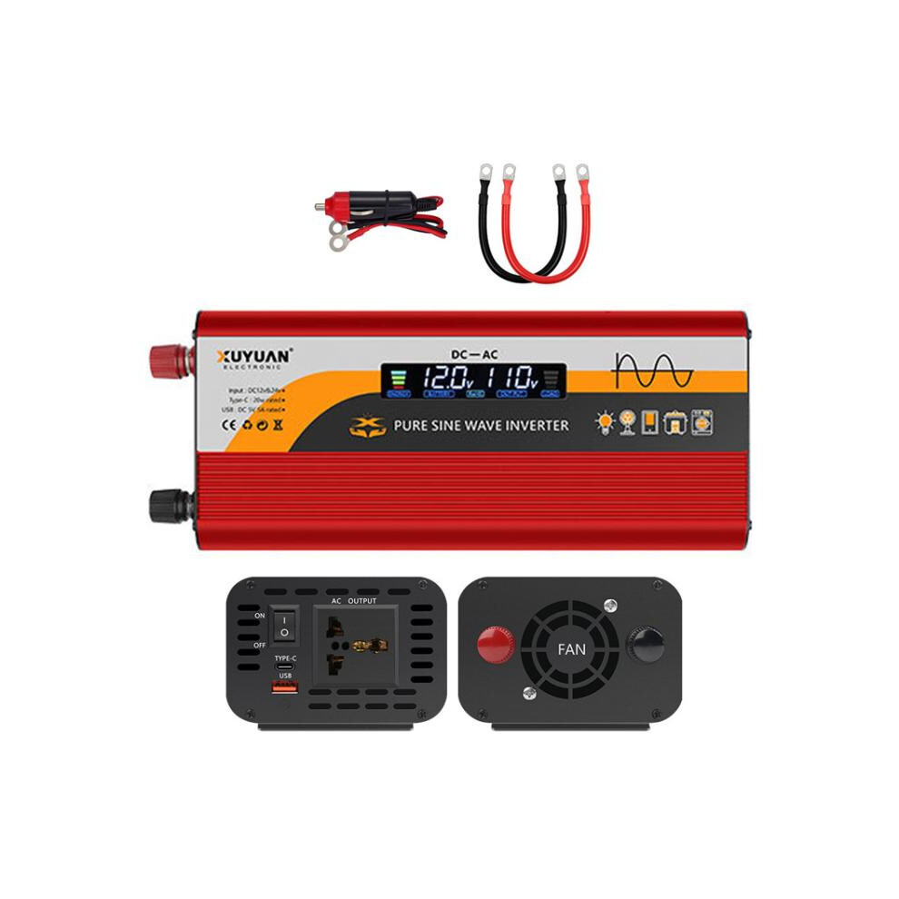 12V/24V To 220V Pure Sine Wave Inverter Universal Vehicle Converter, Specification Gifts: 2000W, Red. Gifts:2000w Red 9072918102610