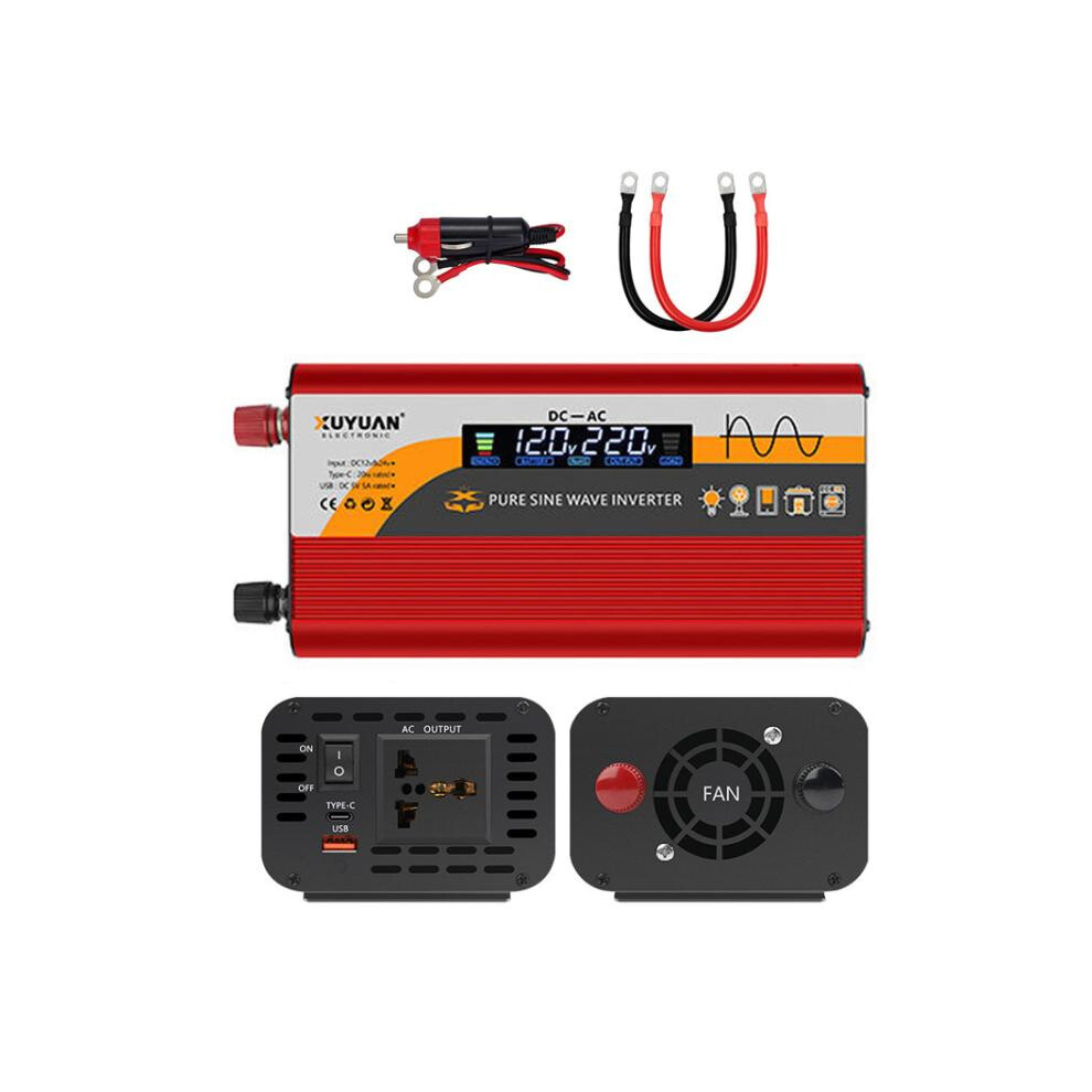 12V/24V To 220V Pure Sine Wave Inverter Universal Vehicle Converter, Specification Gifts: 1400W, Red. Gifts:1400w Red 9072918102597