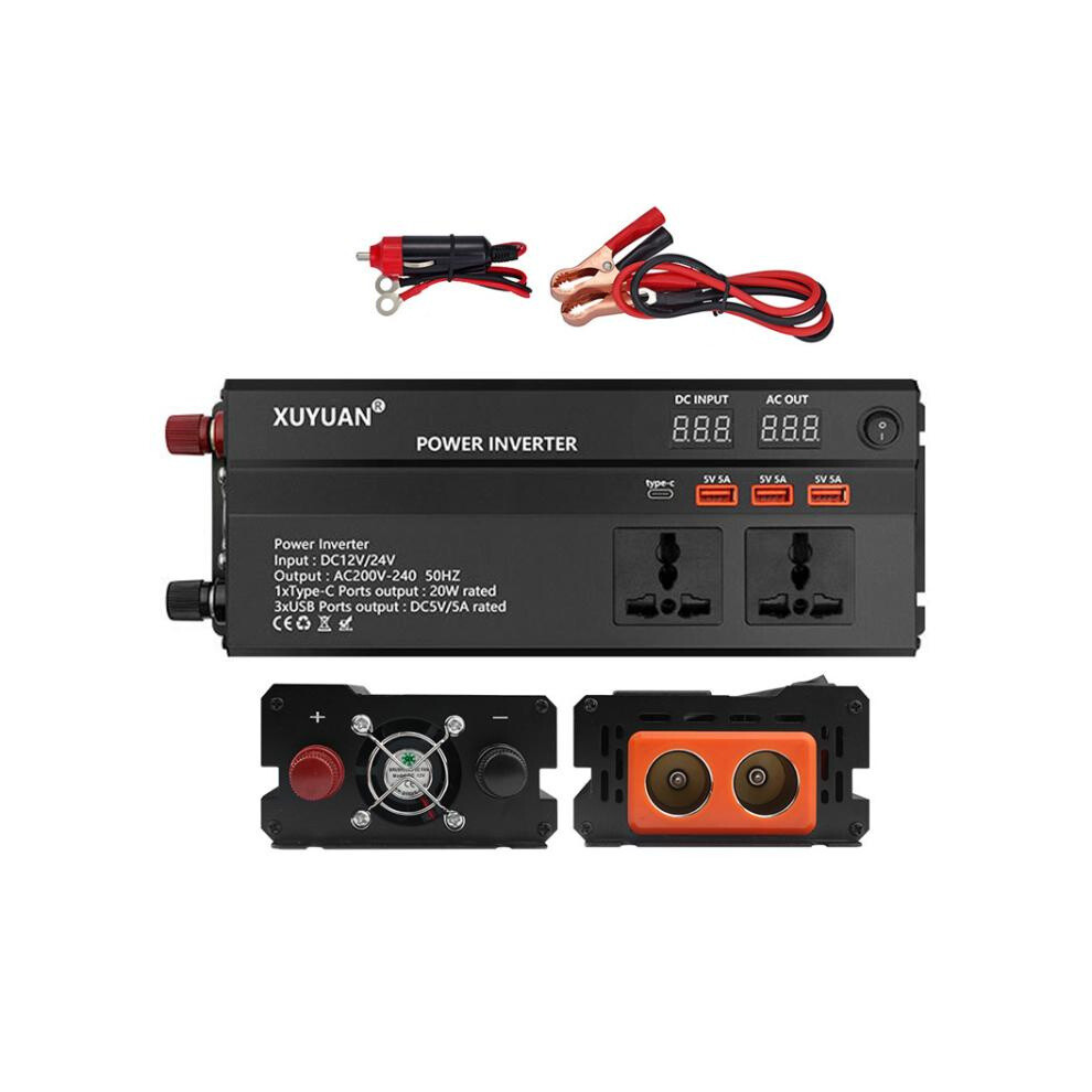 Xuyuan 12V/24V To 220V Car Power Inverter Compatible Led Display Screens, 2000W Gifts:2000w 9072918102641
