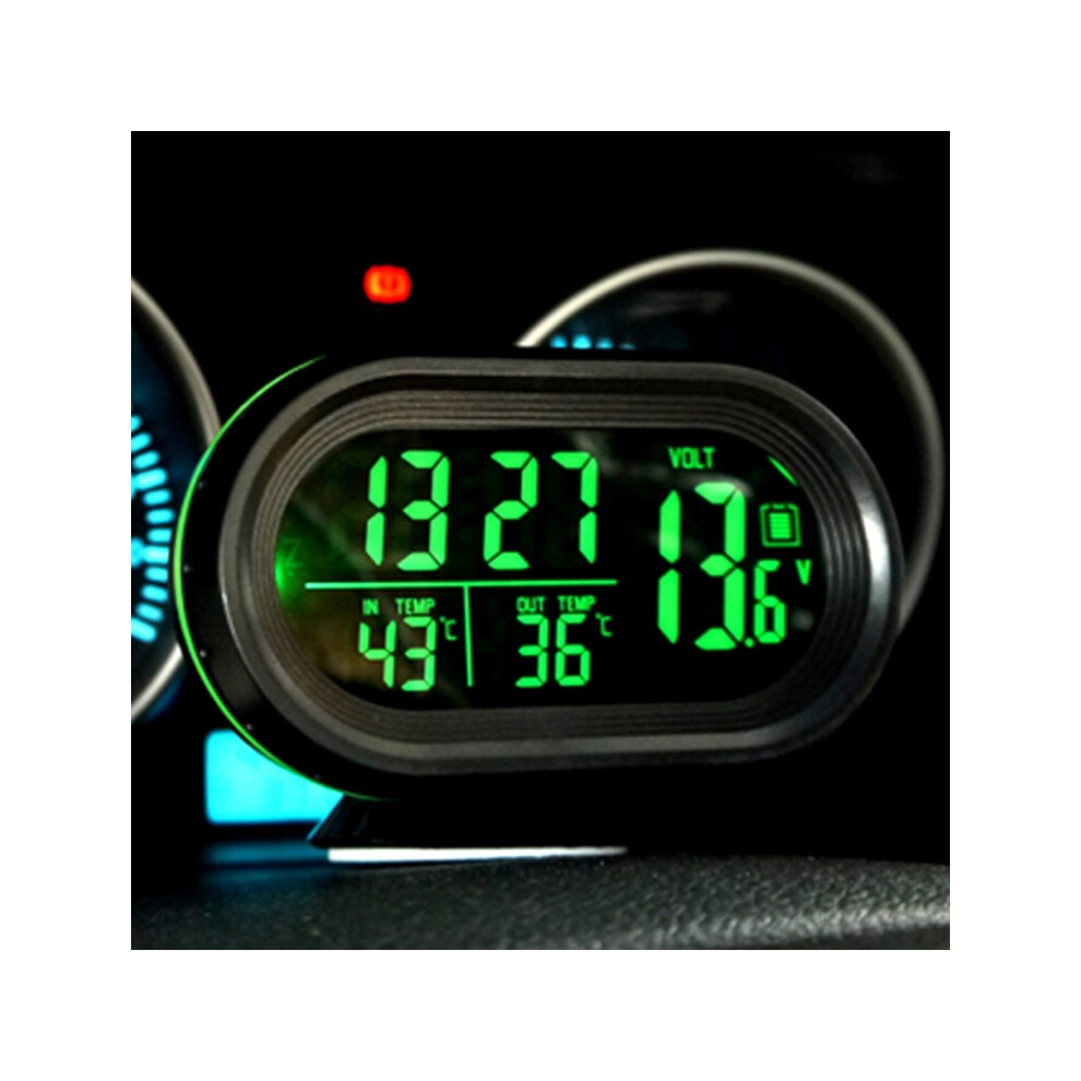 Vst-7009V 4-In-1 Digital Automotive Electronic Voltage And Thermometer With Lcd Monitoring Backlight (Green Light) Gifts:green Light 9072918083629