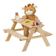 Tavolo da picnic in legno per bambini con panche, mobili da esterno