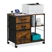 Mobile File Cabinet with 3 Drawers and Shelves