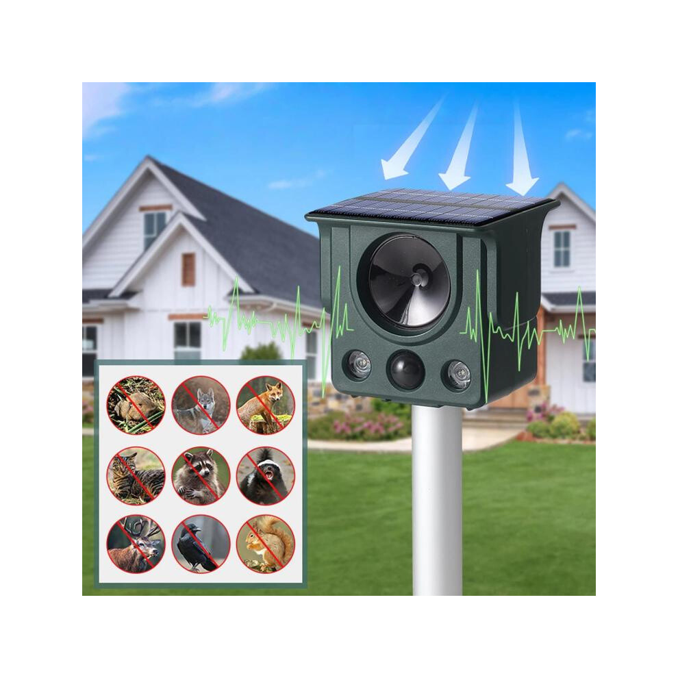 Infrared Sensor Led Strobe Ultrasonic Solar-Powered Animal Repellent (Sjz058) 9072918083971