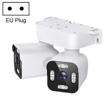 Caméra Wi-Fi rotative à double objectif et double panneau 5 Mpx ; prise européenne (blanche). Cadeau : prise UE.