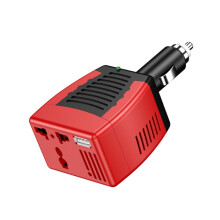 75-W-Kfz-Wechselrichter mit USB-Ladegerät, 12 V auf 220 V, 0,5 A, mit rotem Rand