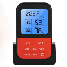 LCD digitale voedselthermometer met dubbele sensor en timer (zwart) Cadeau: zwart