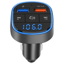 QC 3.0 Schnelllade-Auto-Bluetooth-MP3-Player mit FM-Transmitter (Schwarz) – Geschenk: QC 3.0 Schnellladung
