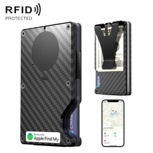 Ingebouwde Find My Locator, metalen portemonnee, RFID-kaarthouder met anti-verliesfunctie en geluidsalarm (koolstofvezel) Cadeaus: Koolstofvezel