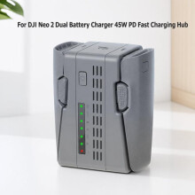 Kompatibel mit DJI Neo 2 YX Dual-Channel-Akkuladegerät 45W PD Smart Charging Manager mit Speichermodus (Grau) Geschenke: 2-Kanal