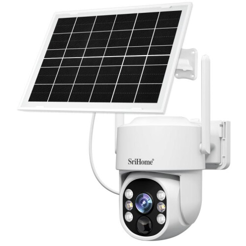 Srihome Dh005 4Mp 2K Low-Power Wireless Security Camera System With Solar Panel (White) Gifts:DH005
