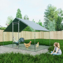 Hühnerauslauf 3x2x2m mit Sicherheitsverschluss und wasserdichter Abdeckung, Metall, für Kleintiere