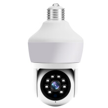 The Dp43 Bulb-Style Motion-Tracking Smart Night Vision Camera Supports Two-Way Voice Communication (White). Gifts:DP43