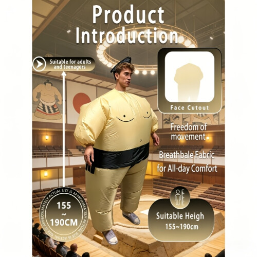 Aufblasbares Sumo-Ringer-Kostümset für Erwachsene 1