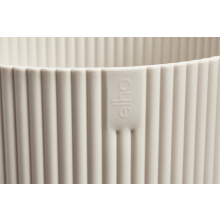 Elho Extra Large Round Planter Pot 47cm x 44cm Linen White Plastic Flower Pot with Ribbed Design Watertight Indoor Outdoor Use Compatible with 43cm Se