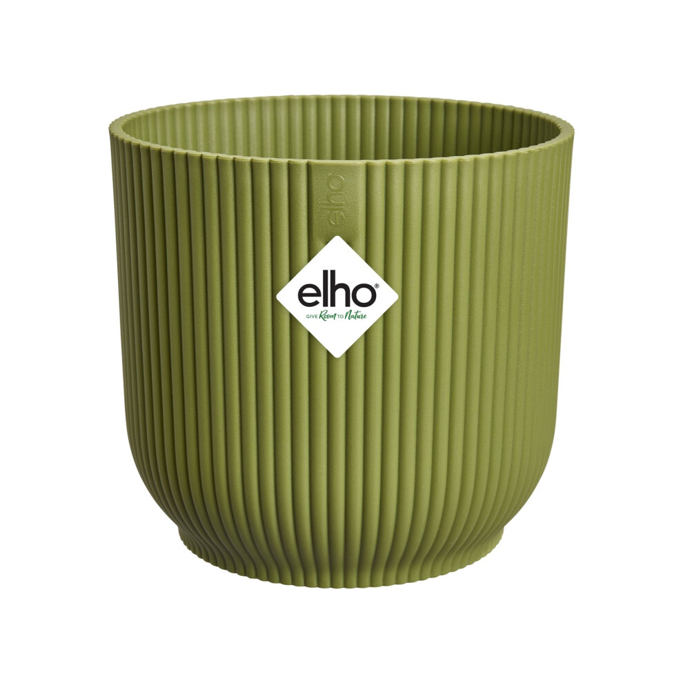 Elho Group Elho Vibes Fold Round Planter Pot 25Cm Fern Green Plastic Flower Pot With Ribbed Design Watertight For Indoor Use Compatible With 24Cm Self Watering I