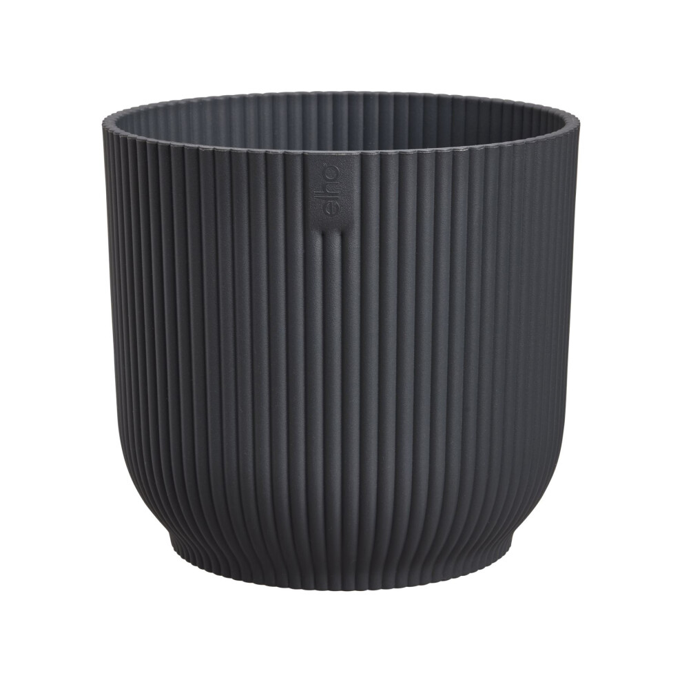 Mini Round Planter Pot 7cm Anthracite Plastic Ribbed Design Indoor Plant Pot - Image 2