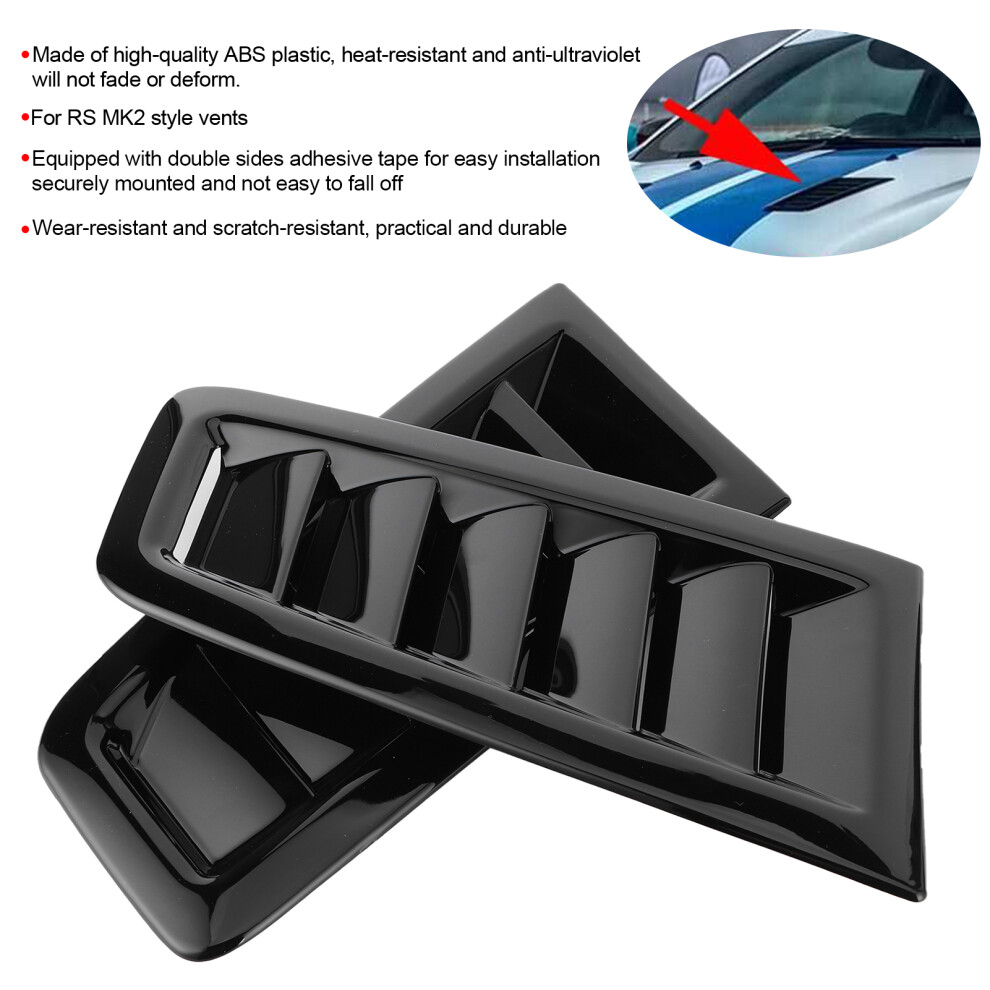 2Pcs Universal Engine Hood Vents Gloss Abs Black 7293282162754